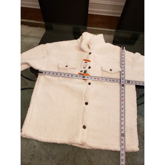 32 Degrees Heat Sherpa Jacket White Fuzzy Button Front XL/XXL Cozy Winter Warm - Picture 13 of 13